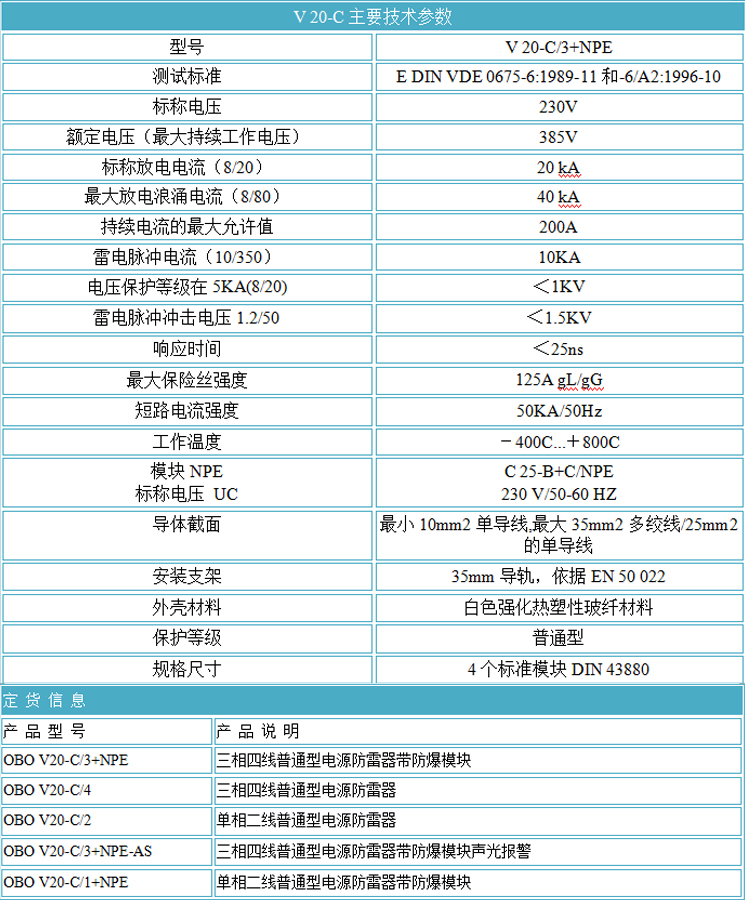 OBO浪涌保護器 V20